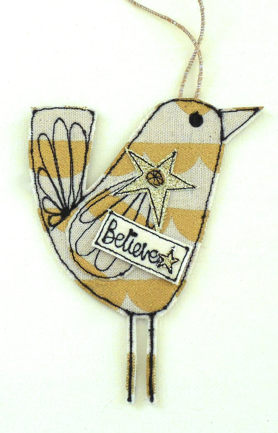 Gold and Beige 'Believe' Birdie