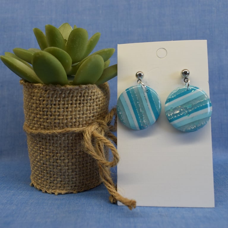Bold Round Striped Statement Earrings