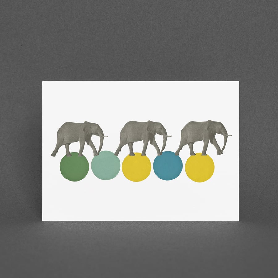 Elephant Greeting Card - Travelling Elephants