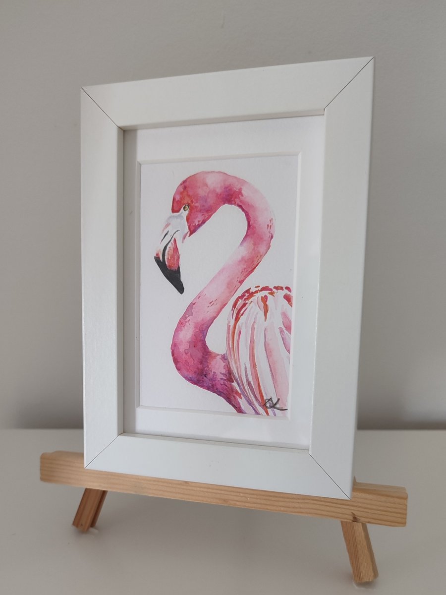 Original watercolour flamingo 