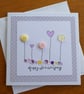 Happy Anniversary Card - Hearts, Buttons and Sequins - Grey and Lemon