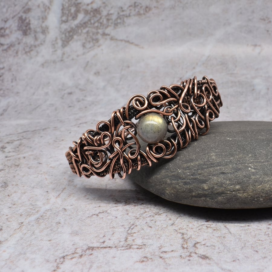 Labradorite and Copper Cuff Bracelet