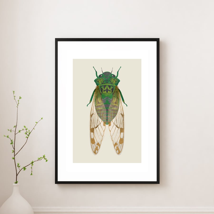 Green Beetle Bug Print, Insect Prints, Emerald Green Print, Beetle Wall Art