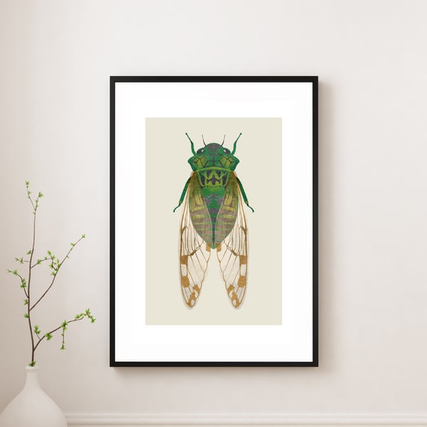 Green Beetle Bug Print, Insect Prints, Emerald Green Print, Beetle Wall Art