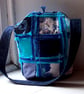 Textile handbag, patchwork and applique, in blue and turquoise - Image 3