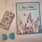 Wildflower Birthday Card, Gift Tag and Bow Set
