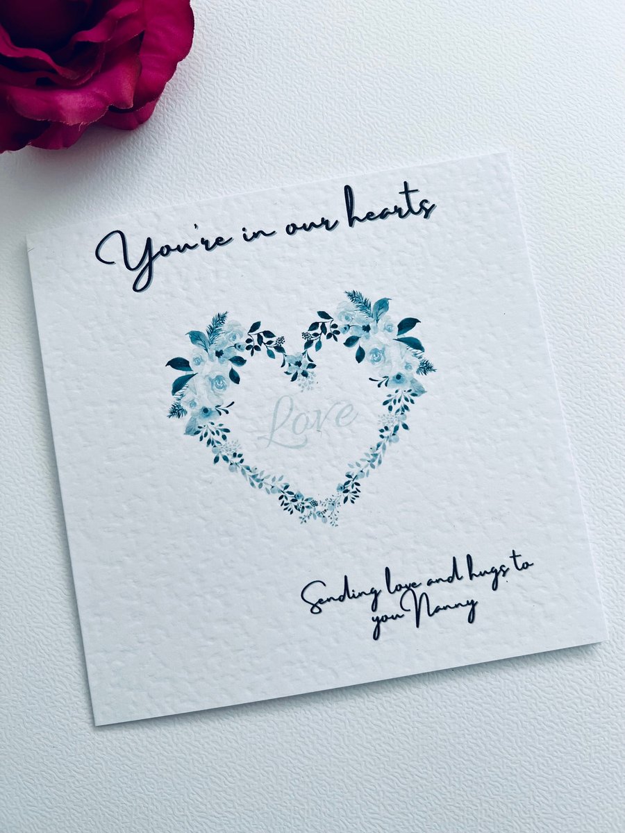 You re in our hearts customisable greeting card for Nanny or female relatives, f