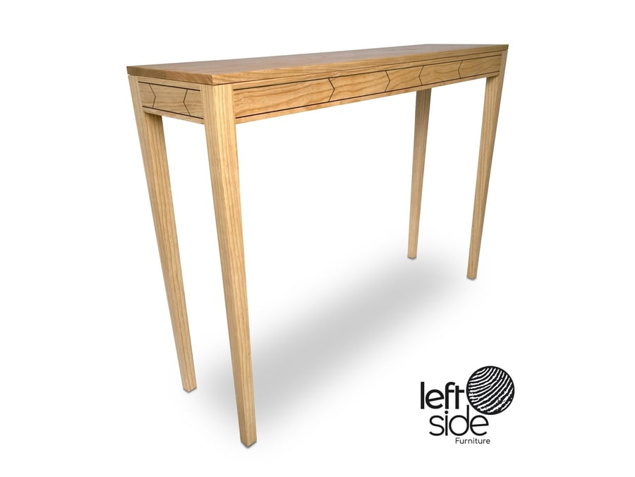 Wooden Hall Table Narrow Console Table with Inlaid Detail Solid Ash Sofa Table