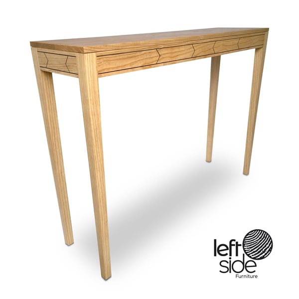Wooden Hall Table, Narrow Console Table with Inlaid Detail, Solid Ash Sofa Table