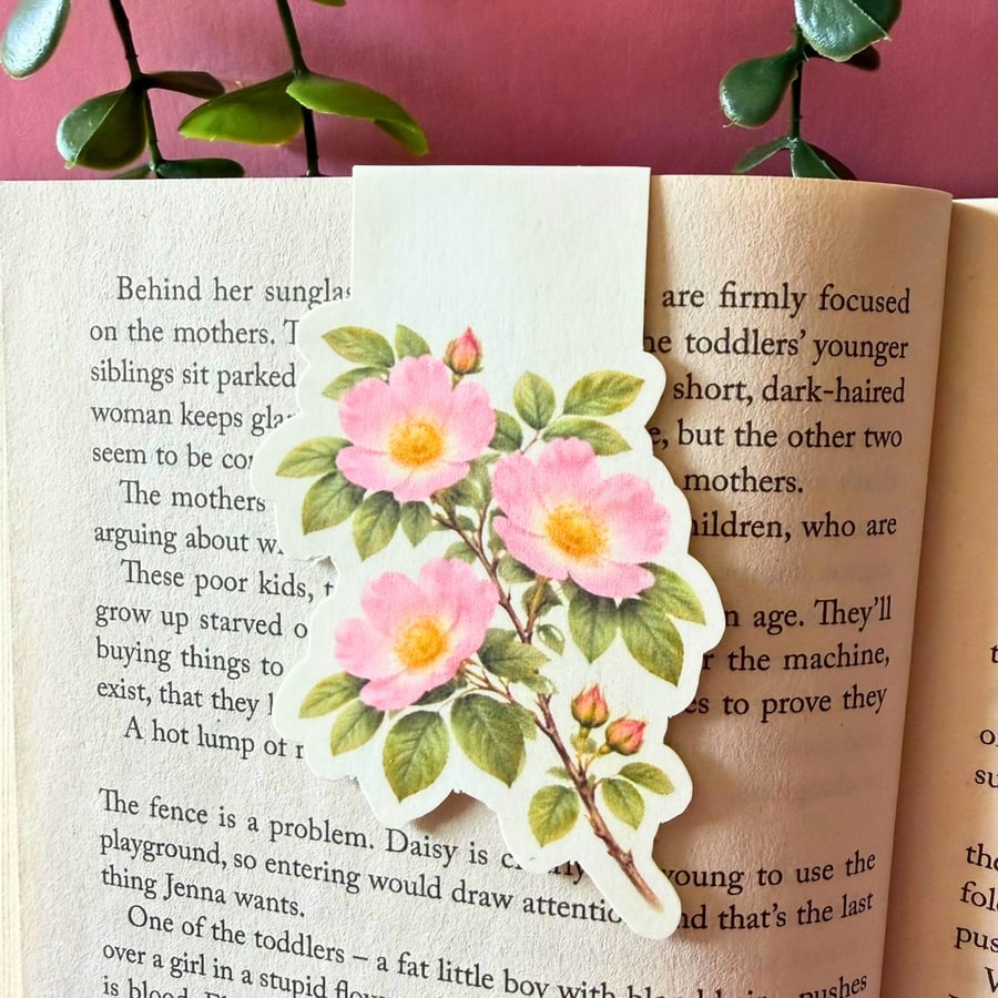 Wild Rose Magnetic Bookmark -  Botanical Gift for Book Lovers.