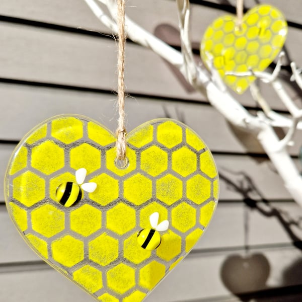 Yellow Bee Glass Suncatcher