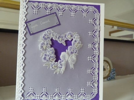 Floral Heart With Love Parchment Card - gyda cariad