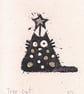 Tree Cat - lino cut print Christmas card (gold) - Image 2