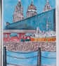 Albert docks view liverpool watercolour print A5 - Image 1