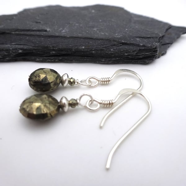 pyrite gemstone earrings