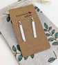 Flat Column Textured Sterling Silver Drop Earrings - Image 4