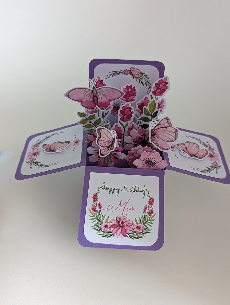 Butterflies and Flowers Birthday Box Card
