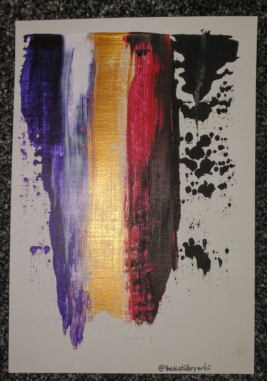 A5 Abstract Acrylic Pull Painting