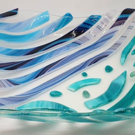 Fused Glass Blue Dish