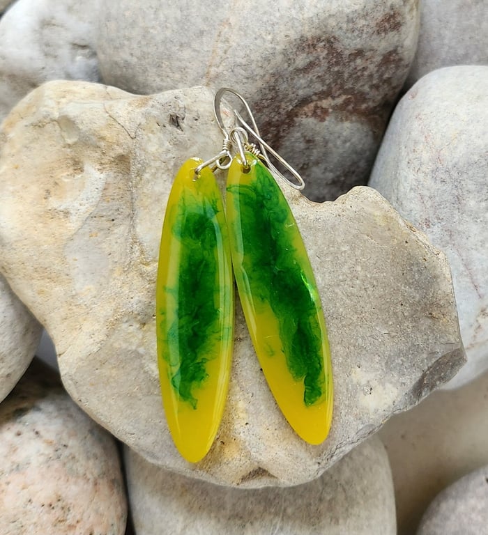 Dangly resin party earrings with sterling silver ear hooks