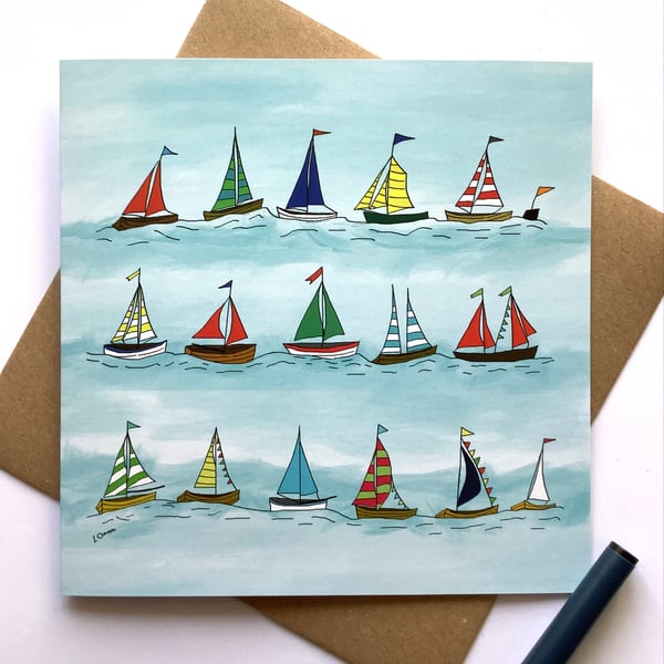 The Regatta - greetings card - blank for own message