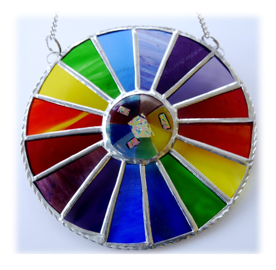 Summer Solstice Rainbow Burst Suncatcher Stained Glass Handmade 028