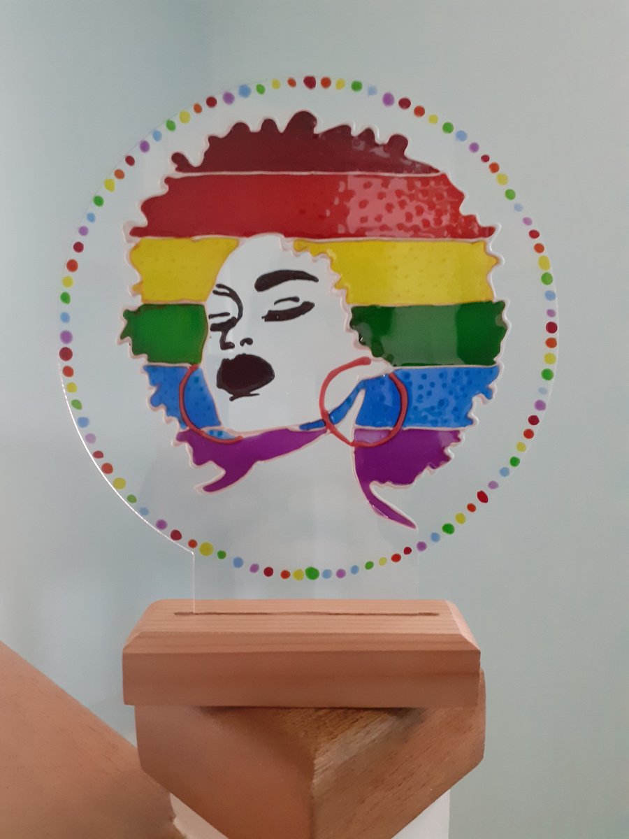 Rainbow Pride suncatcher, afro suncatcher, LGBT Pride, free standing suncatcher,