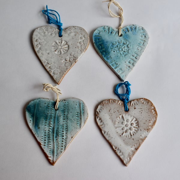 Four Heart Christmas Decorations Old Stock