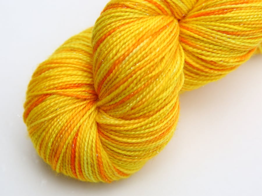 SALE Sunlight Sparkles - Silver Sparkly superwash merino 4-ply yarn