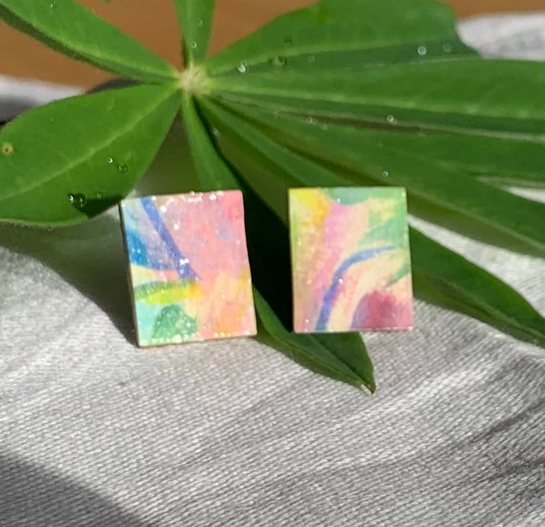 Summer Garden, Stainless Steel Post Earrings.