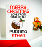 Funny Personalised Christmas Puddings Card for Mum, Dad, Grandparents,Godparents - Image 4