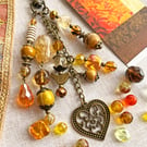 November birthstone, handmade bag charm, Citrine bag charm, semi-precious stone
