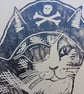 Pirate Cat Open Edition Hand-Pulled Linocut Print  - Image 3