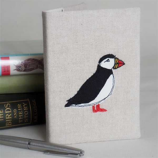 A6 Notebook Journal Fabric Puffin Nature Wildlife Coastal Bird 