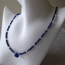Sterling & Fine Silver Beaded Necklace with Lapis Lazuli Gemstones