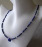 Sterling & Fine Silver Beaded Necklace with Lapis Lazuli Gemstones