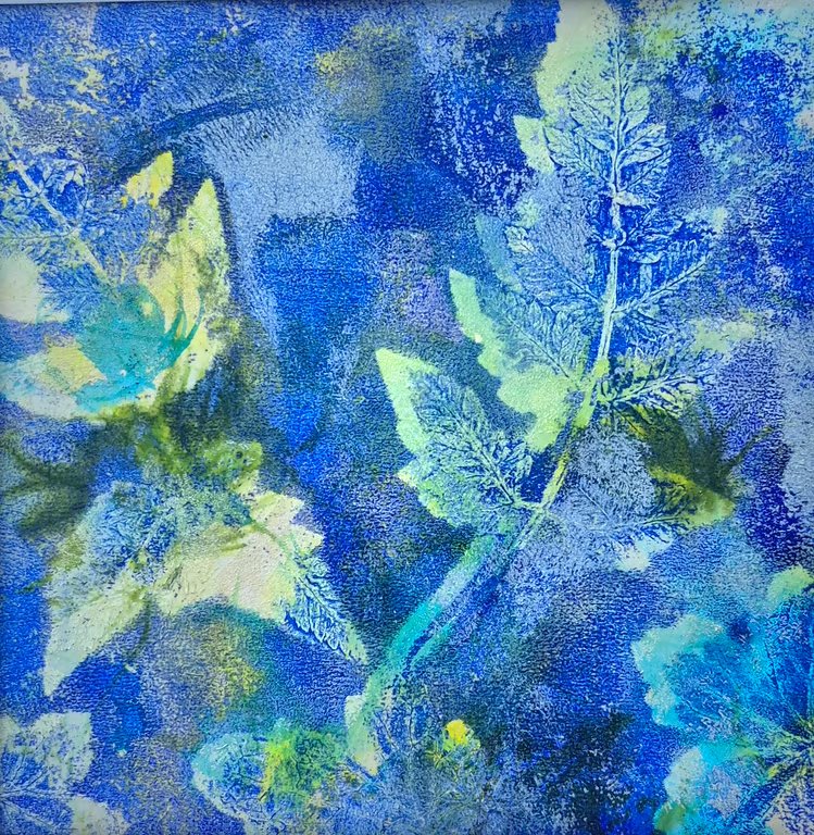"Geranium and cowparsley" monoprint