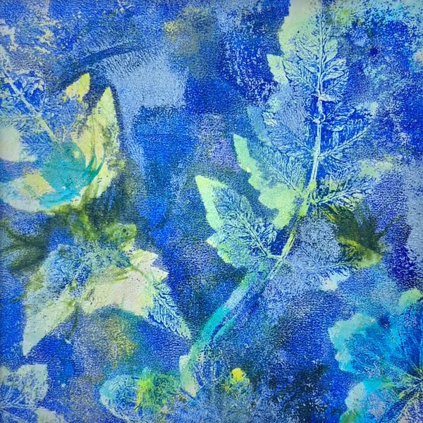 "Geranium and cowparsley" monoprint