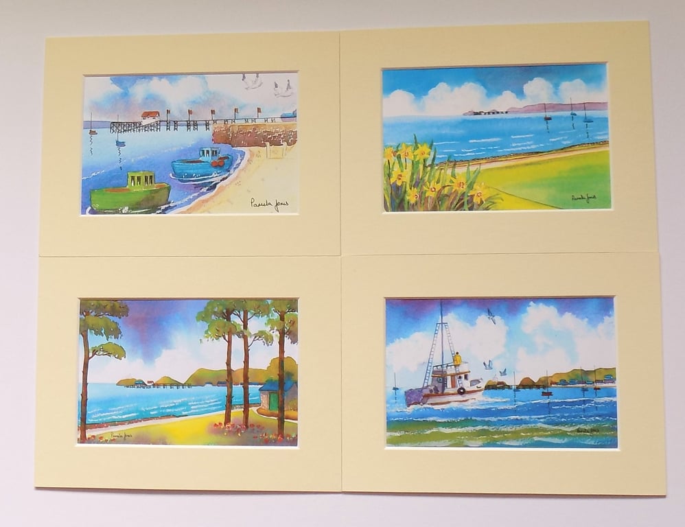 Scenes Of Mumbles, Watercolour Prints, Set of 4, In 8 x 6 Mounts, Gift idea