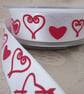 8m Red White Hearts Pattern Satin Ribbon 2.5cms - Image 2