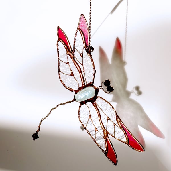 Dragonfly Stained Glass Suncatcher Window Ornament Unique Gift Home Decor