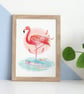 A Flamingo Called Margo - Illustrated Art Print by Lizzie Martell - Image 1