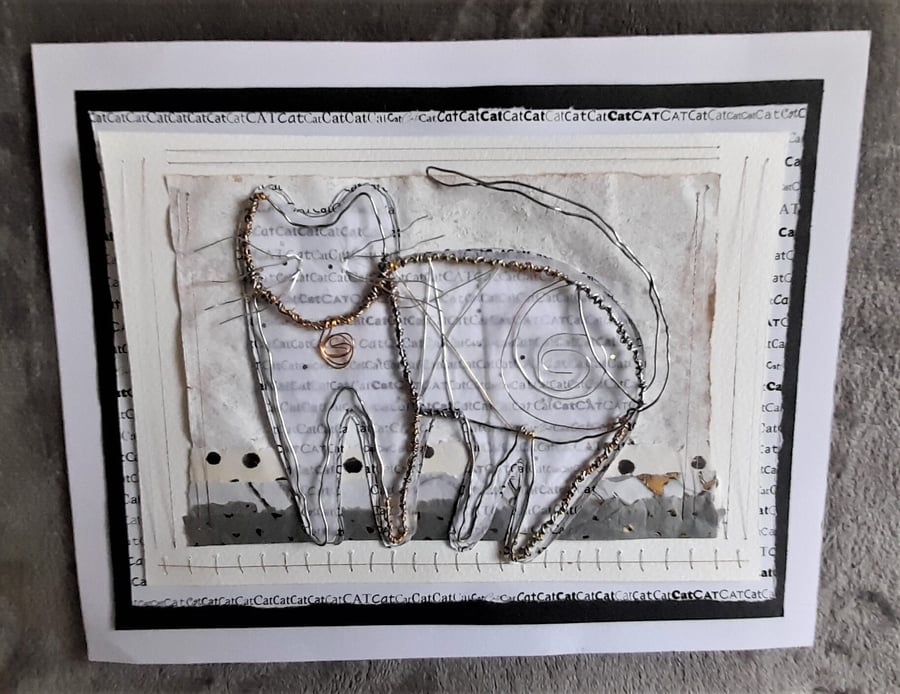 The Friendly Wire Cat. A Handmade Art Picture. Purfect for Cat Lovers!!!