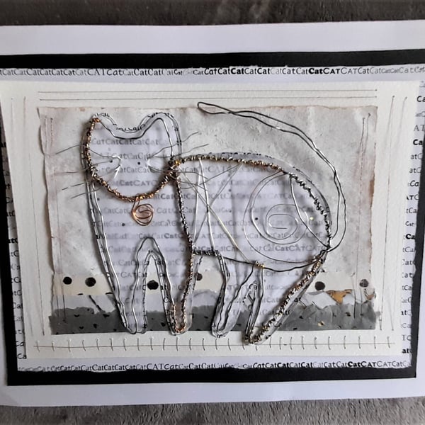 The Friendly Wire Cat. A Handmade Art Picture. Purfect for Cat Lovers!!!