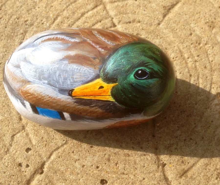 Duck and painted on stone