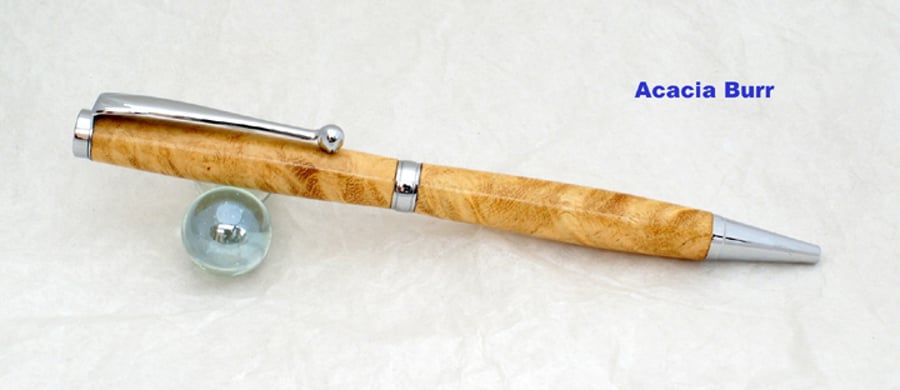  Handmade Ballpoint Twist pen in lovely English Acacia Burr