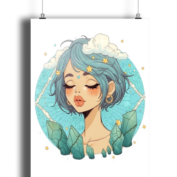 Turquoise pixie art print 