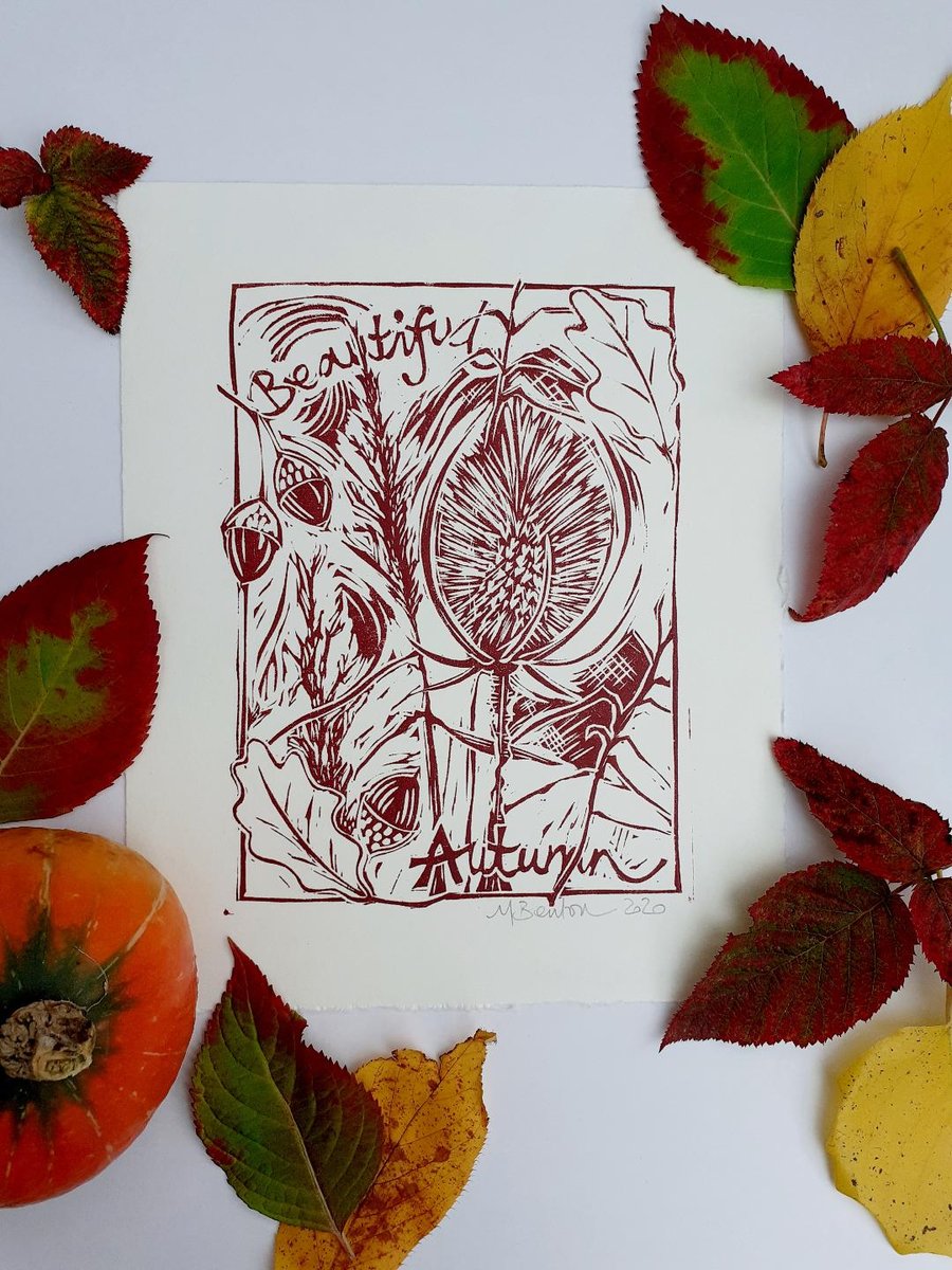 'Beautiful Autumn' Lino Print