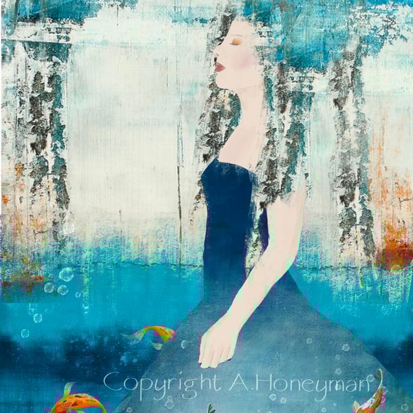 Sea woman mixed media art print