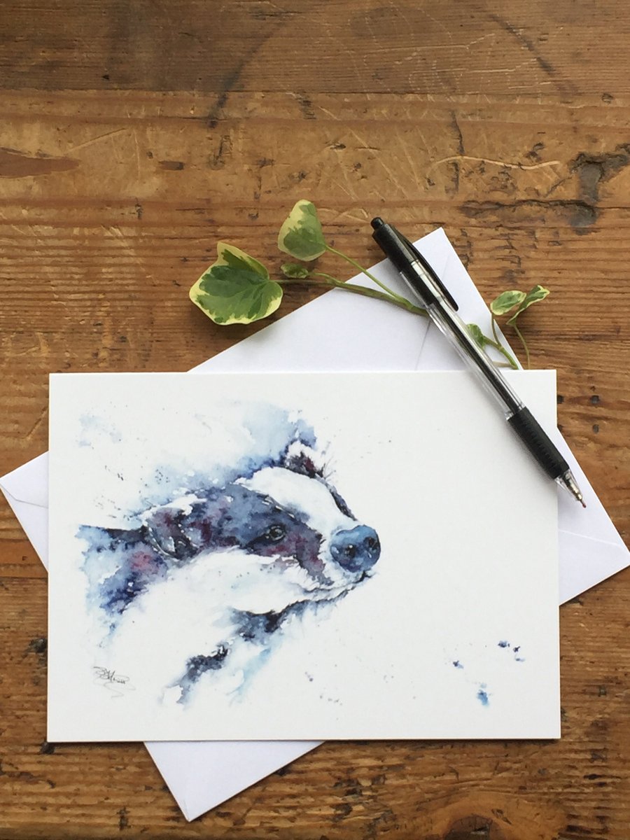 Badger Card, Badger Greetings Card, Badger Design, Wildlife Art, Note Card, Art 